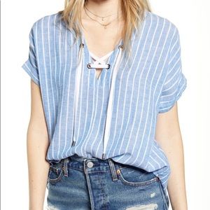 Rails Jeri Lace-up Top Saint Germain Stripe Small